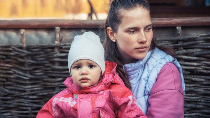 A Ukrainian mother with her child